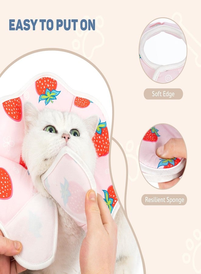 Avont Soft Cat Recovery Cone Collar, Adjustable Lightweight Kitten E-Collar for Small Dogs, Comfortable Neck Donut Stop Licking Scratching After Surgery -Strawberry(XS) - Image 5